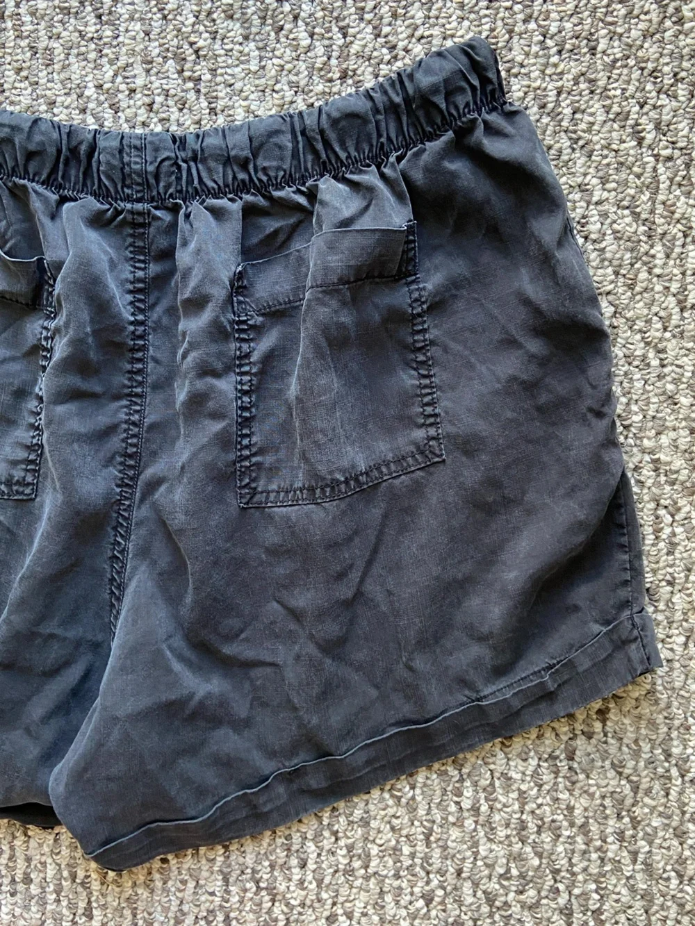 Workshop Republic Tencel Drawstring Shorts With Pockets Black Cuffed